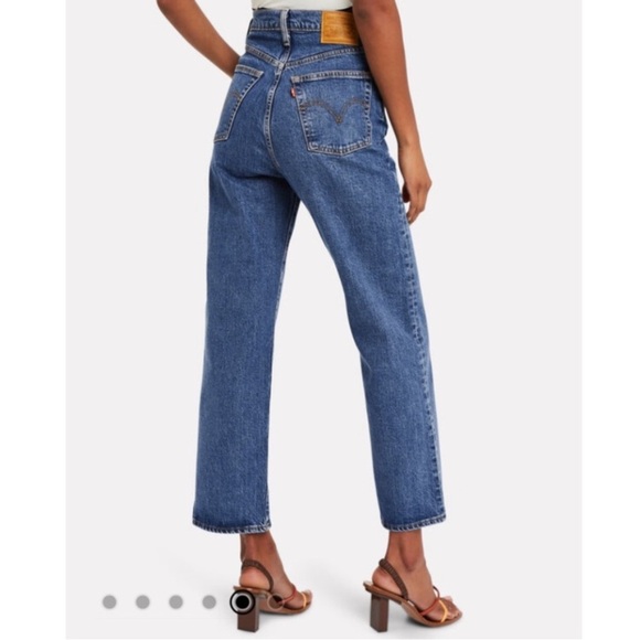 Levi's Premium Ribcage Straight Size 28 Medium Wash. Color is Georgie - Picture 6 of 15